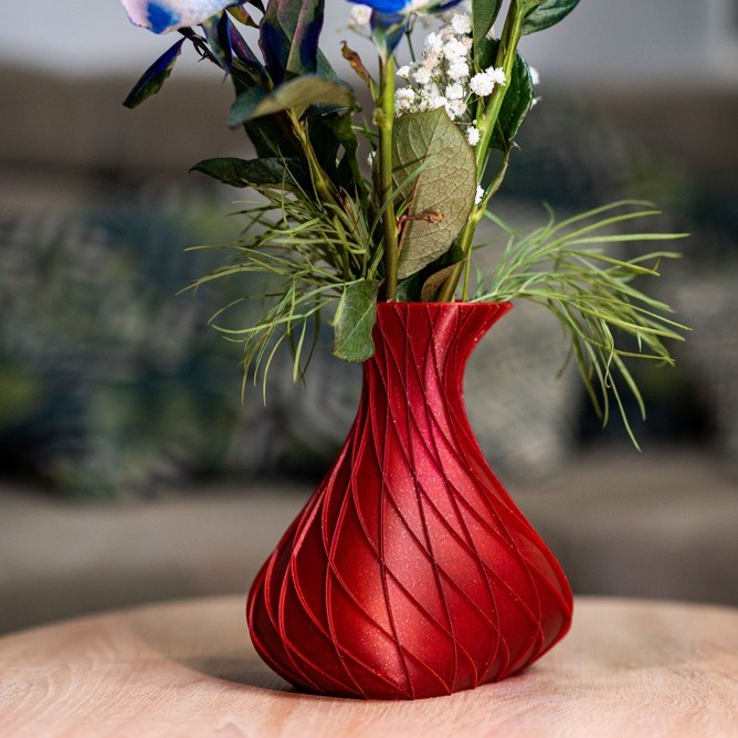 Vaza Trandafir Print 3D - Design Clasic Roșu Intens Premium - imagine 2