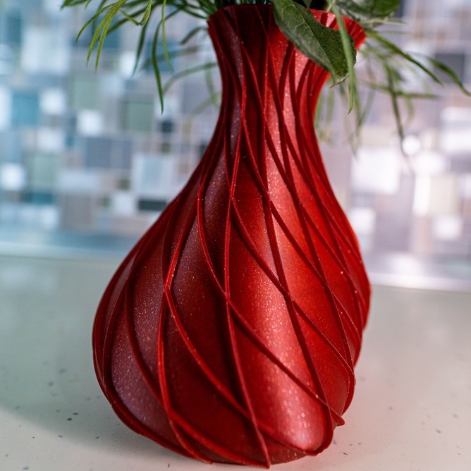 Vaza Trandafir Print 3D - Design Clasic Roșu Intens Premium - imagine 3