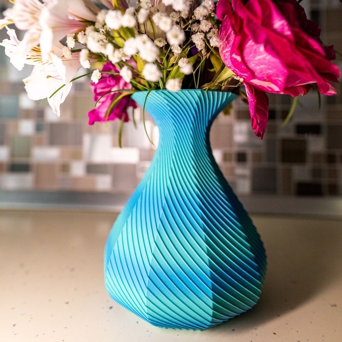 Vaza Ocean Print 3D - Design Ondulat Albastru Turcoaz - imagine 3