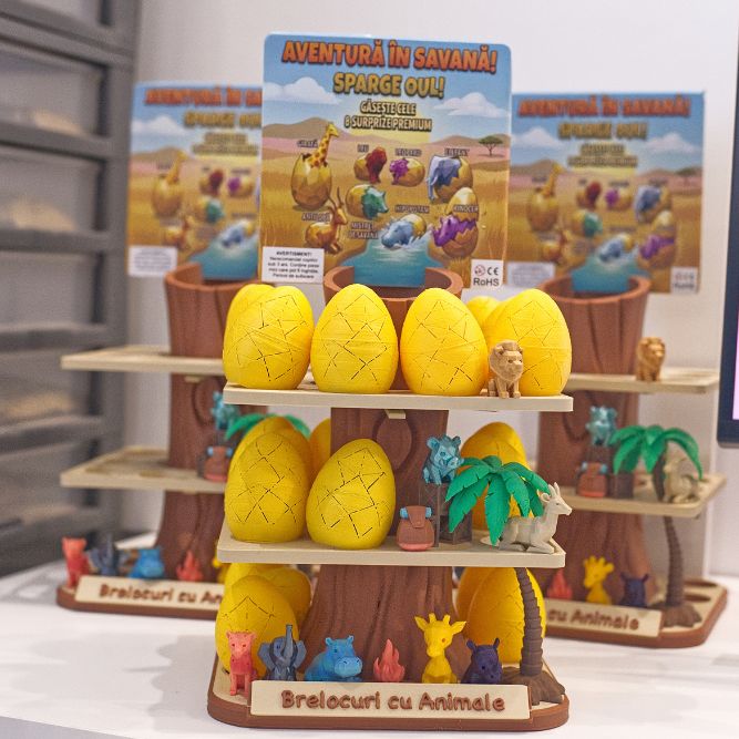 Set 96 Brelocuri cu Animale „Aventura in Safari” – Finisaj Premium + Display